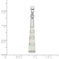 Sterling Silver Rhodium-plated White Lab Created Opal Bar Pendant view 4