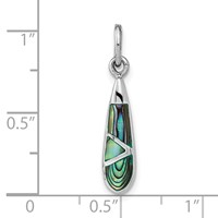 Sterling Silver Rhodium-plated Abalone Teardrop Pendant view 3