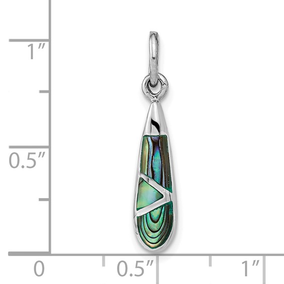 Sterling Silver Rhodium-plated Abalone Teardrop Pendant