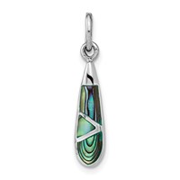 Sterling Silver Rhodium-plated Abalone Teardrop Pendant view 1