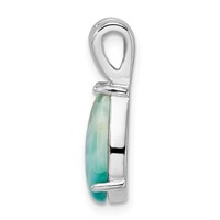 Sterling Silver Rhodium-plated Lab Created Larimar Teardrop Pendant view 2