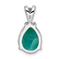 Sterling Silver Rhodium-plated Lab Created Larimar Teardrop Pendant view 3