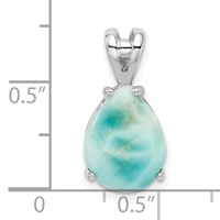 Sterling Silver Rhodium-plated Lab Created Larimar Teardrop Pendant view 4