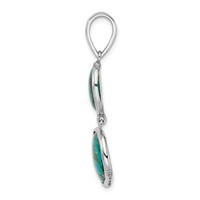 Sterling Silver Rhodium-plated Reconstituted Turquoise Abstract Pendant view 2
