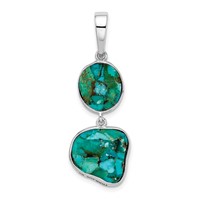 Sterling Silver Rhodium-plated Reconstituted Turquoise Abstract Pendant view 3