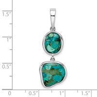 Sterling Silver Rhodium-plated Reconstituted Turquoise Abstract Pendant view 4