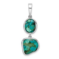 Sterling Silver Rhodium-plated Reconstituted Turquoise Abstract Pendant view 1