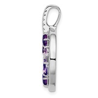 Sterling Silver Rhodium-plated Amethyst and CZ Circle Pendant view 2
