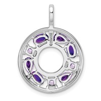 Sterling Silver Rhodium-plated Amethyst and CZ Circle Pendant view 3