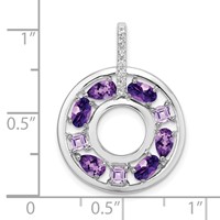 Sterling Silver Rhodium-plated Amethyst and CZ Circle Pendant view 4