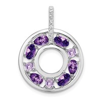 Sterling Silver Rhodium-plated Amethyst and CZ Circle Pendant view 1