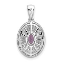 Sterling Silver Rhodium-plated Oval Amethyst and White Topaz Pendant view 3