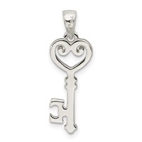 Sterling Silver Polished Small Heart Key Pendant view 4