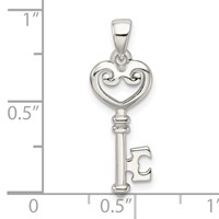 Sterling Silver Polished Small Heart Key Pendant view 3