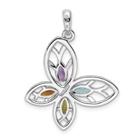 Sterling Silver Rhodium-plated PE CI AM Swiss BT Butterfly Pendant view 3