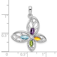 Sterling Silver Rhodium-plated PE CI AM Swiss BT Butterfly Pendant view 4