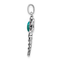 Sterling Silver Rhodium Oxidized Recon. Turq Marcasite Dragonfly Pendant view 2