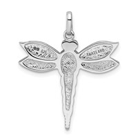 Sterling Silver Rhodium Oxidized Recon. Turq Marcasite Dragonfly Pendant view 3
