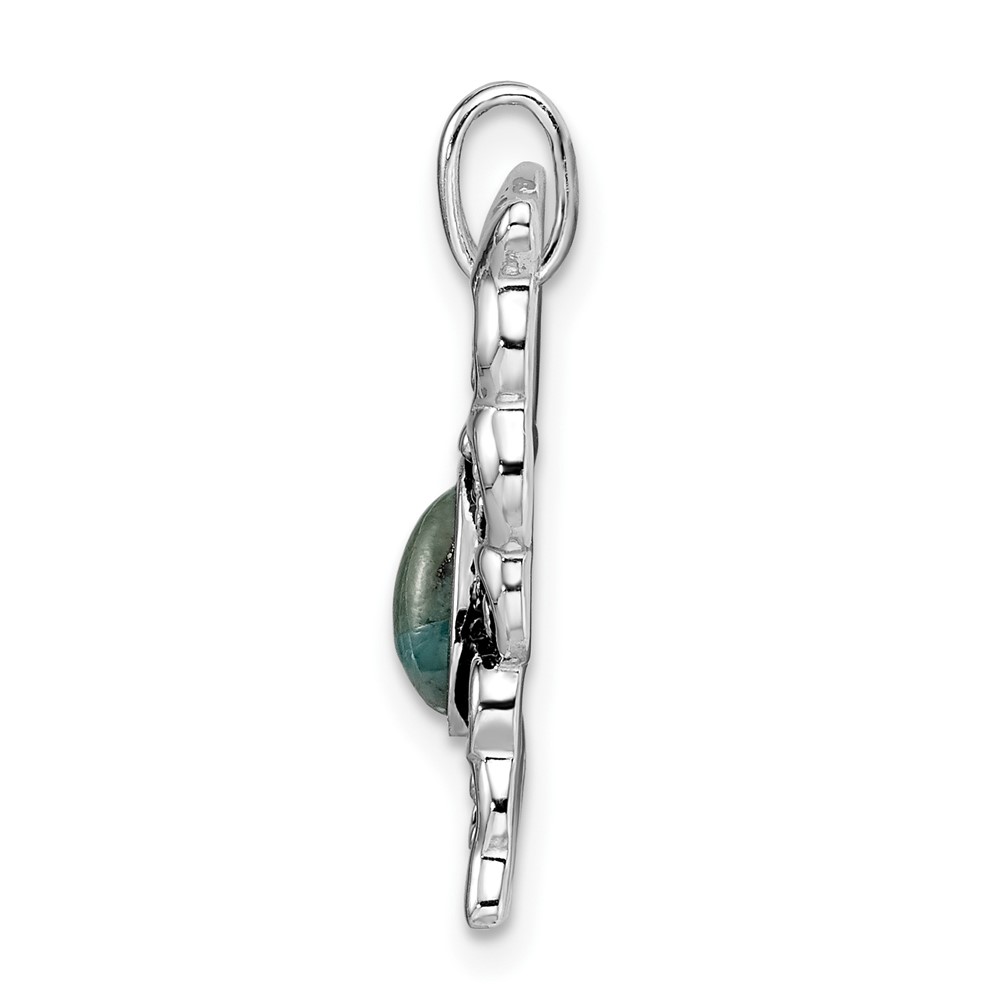Sterling Silver Rhodium/Oxidized Reconstituted Turquoise Butterfly Pendant (QP5013)