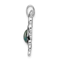 Sterling Silver Rhodium Oxidized Reconstituted Turquoise Butterfly Pendant view 2