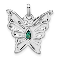 Sterling Silver Rhodium Oxidized Reconstituted Turquoise Butterfly Pendant view 3