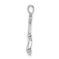 Sterling Silver Rhodium-plated Cat on Moon Pendant view 2