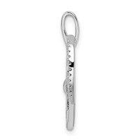 Sterling Silver Rhodium-plated CZ Heart Pendant with Cat Silhouette view 2