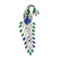 Sterling Silver Antiqued Green Red Blue Epoxy Marcasite Peacock Slide view 4