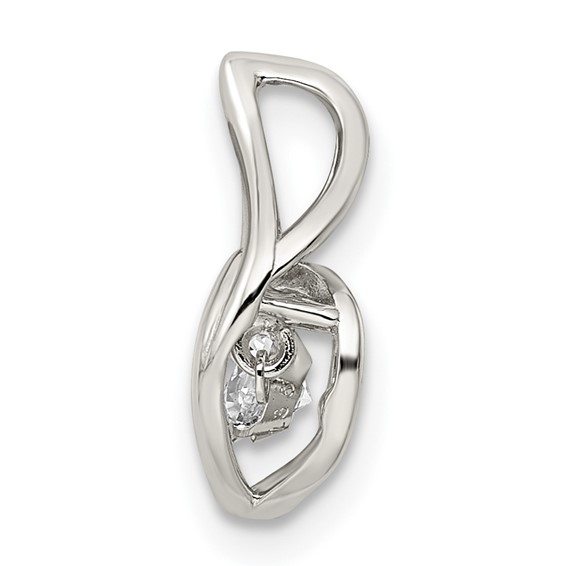 Sterling Silver Platinum plated Vibrant CZ Heart Necklace