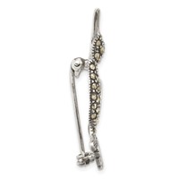 Sterling Silver Antiqued Hummingbird Marcasite Brooch Pin view 2