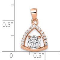 Sterling Silver Rose-tone Triangle CZ Pendant view 3