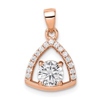 Sterling Silver Rose-tone Triangle CZ Pendant view 1