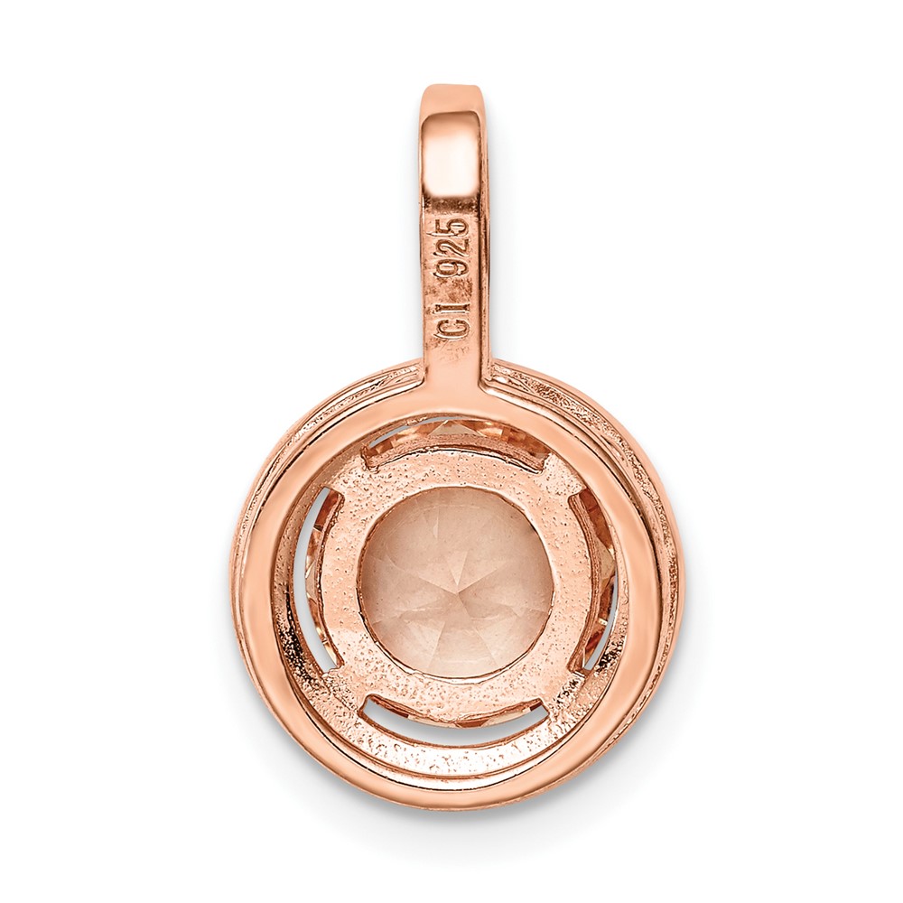 Sterling Silver Rose-tone / CZ Round Halo Pendant (QP5050)
