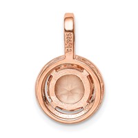Sterling Silver Rose-tone CZ Round Halo Pendant view 3
