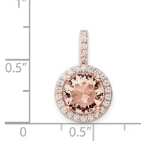 Sterling Silver Rose-tone CZ Round Halo Pendant view 4