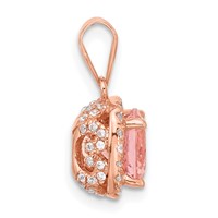 Sterling Silver Rose-tone Square Crystal Pendant view 2