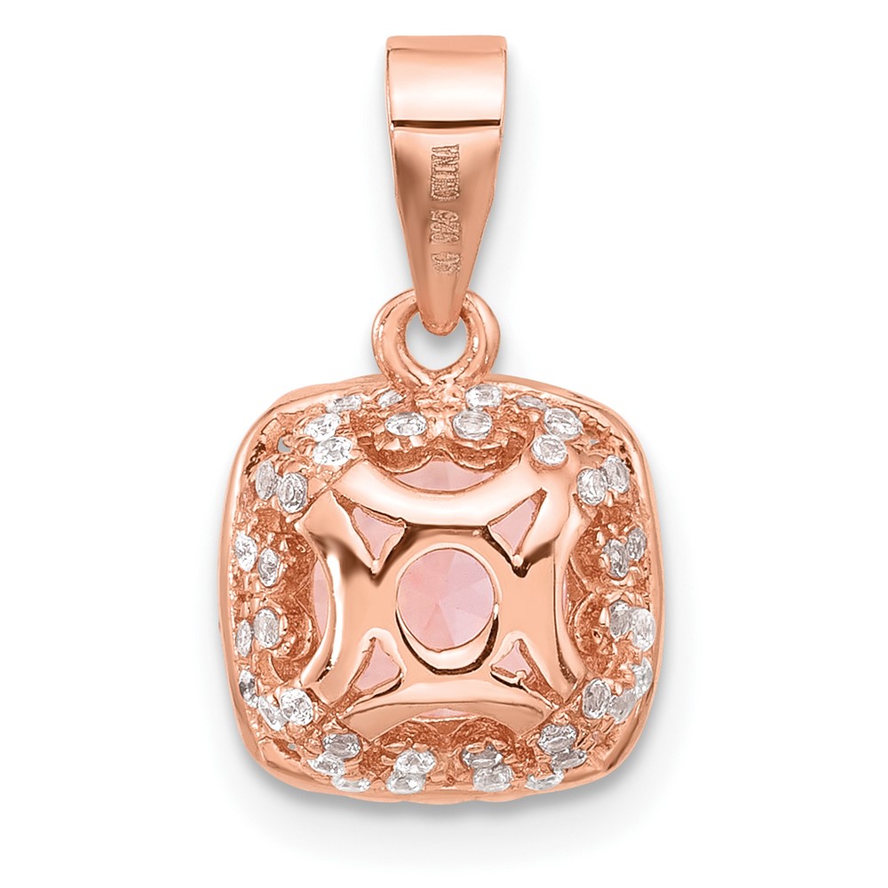 Sterling Silver Rose-tone Square Crystal Pendant (QP5054)