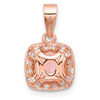 Sterling Silver Rose-tone Square Crystal Pendant view 3
