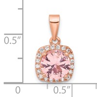 Sterling Silver Rose-tone Square Crystal Pendant view 4