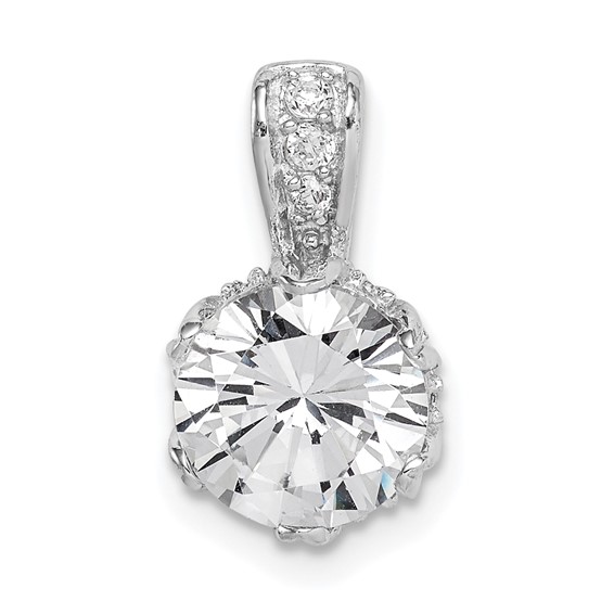 Sterling Silver Rhodium-plated CZ Pendant