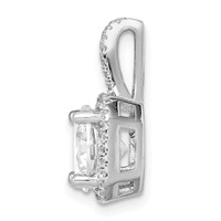 Sterling Silver Rhodium-platedCZ Halo Pendant view 2