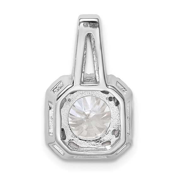 Sterling Silver Rhodium-platedCZ Halo Pendant