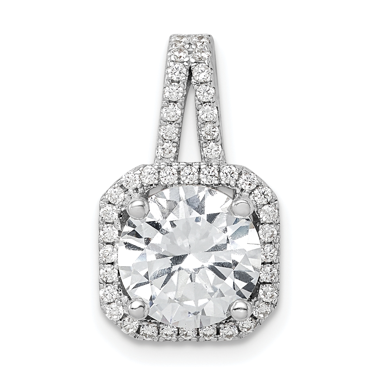 Sterling Silver Rhodium-platedCZ Halo Pendant (QP5060)