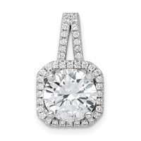 Sterling Silver Rhodium-platedCZ Halo Pendant view 1