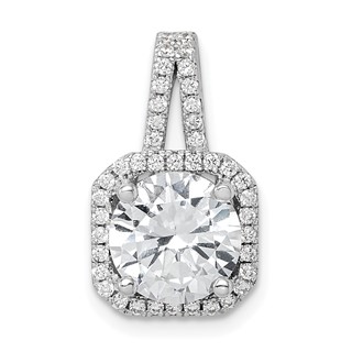 Sterling Silver Rhodium-platedCZ Halo Pendant