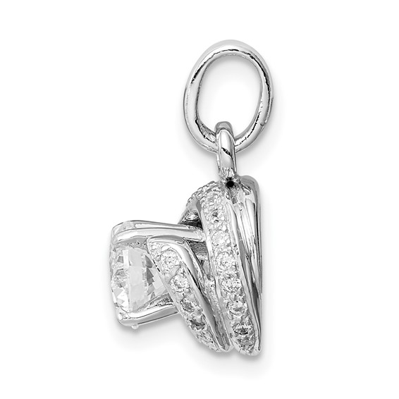 Sterling Silver Rhodium-plated 6mm CZ Swirl Pendant