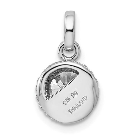 Sterling Silver Rhodium-plated 6mm CZ Swirl Pendant