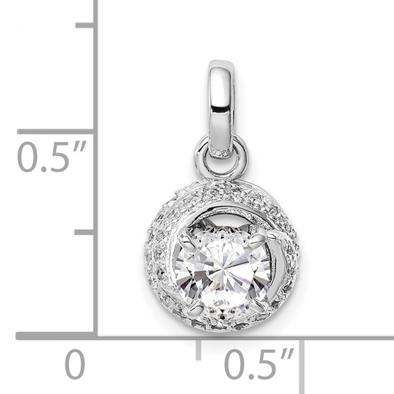 Sterling Silver Rhodium-plated 6mm CZ Swirl Pendant