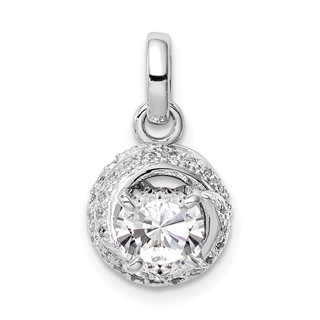 Sterling Silver Rhodium-plated 6mm CZ Swirl Pendant