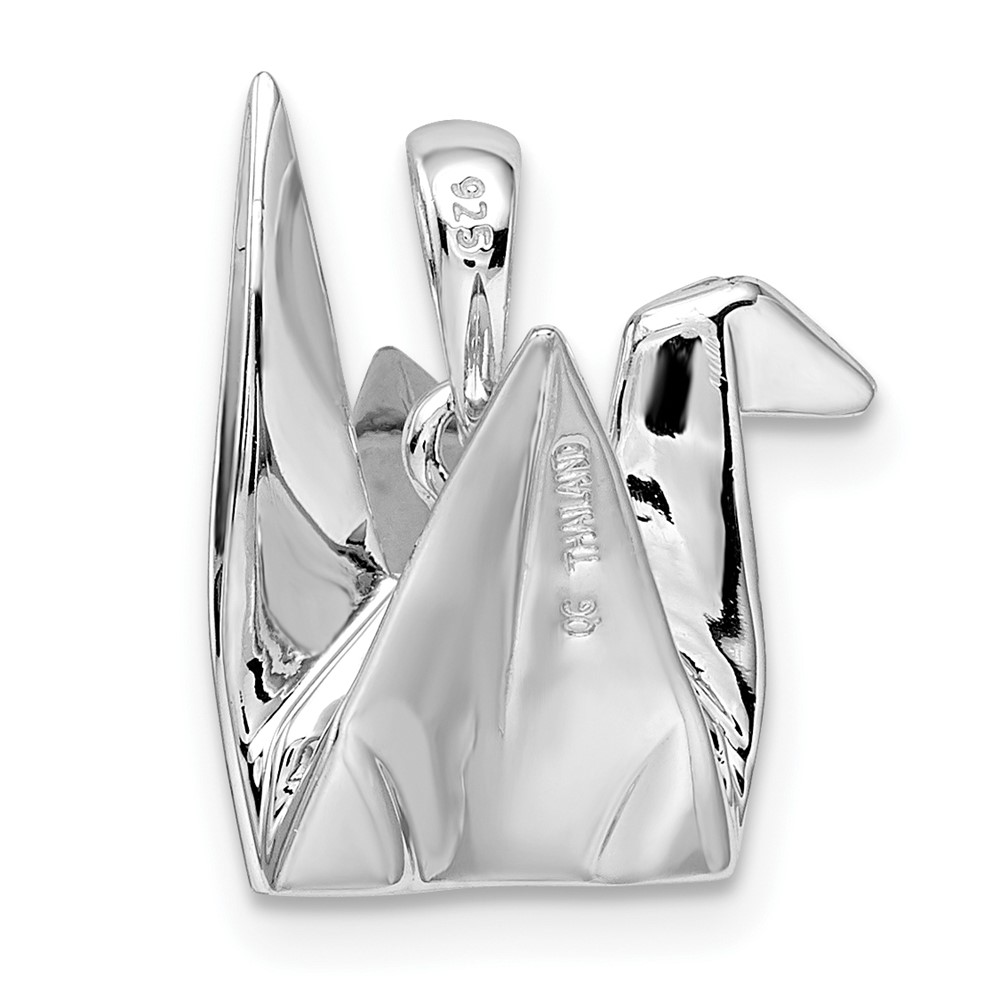 Sterling Silver Rhodium-plated Origami Crane Pendant (QP5067)